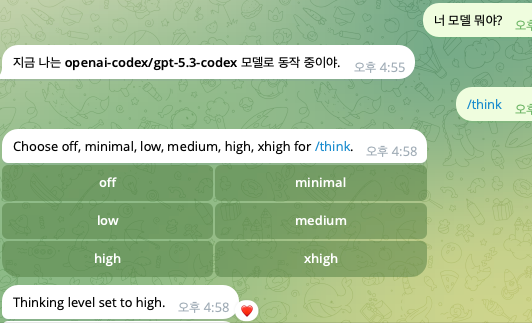 Codex think on 설정